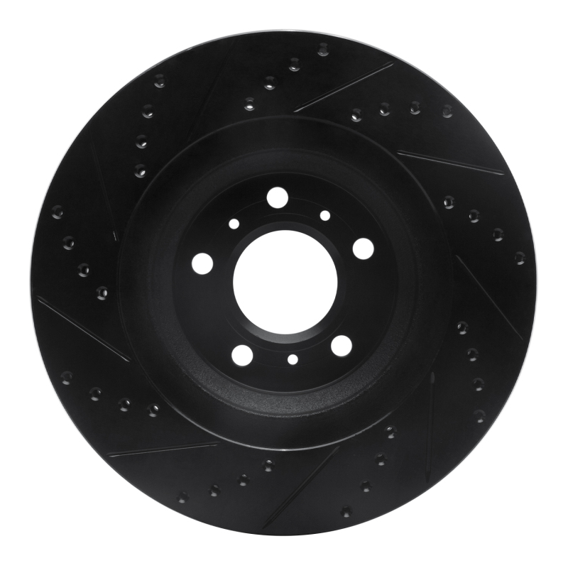 Buick Lucerne Brake Rotor (1) - Front Right - R1 Concepts - Drilled & Slotted - Black - `06-`16